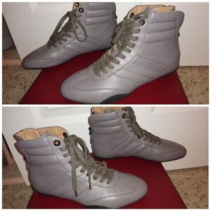 Y2K deadstock Bally Switzerland grey  leather athletic boxer hightops  NEW